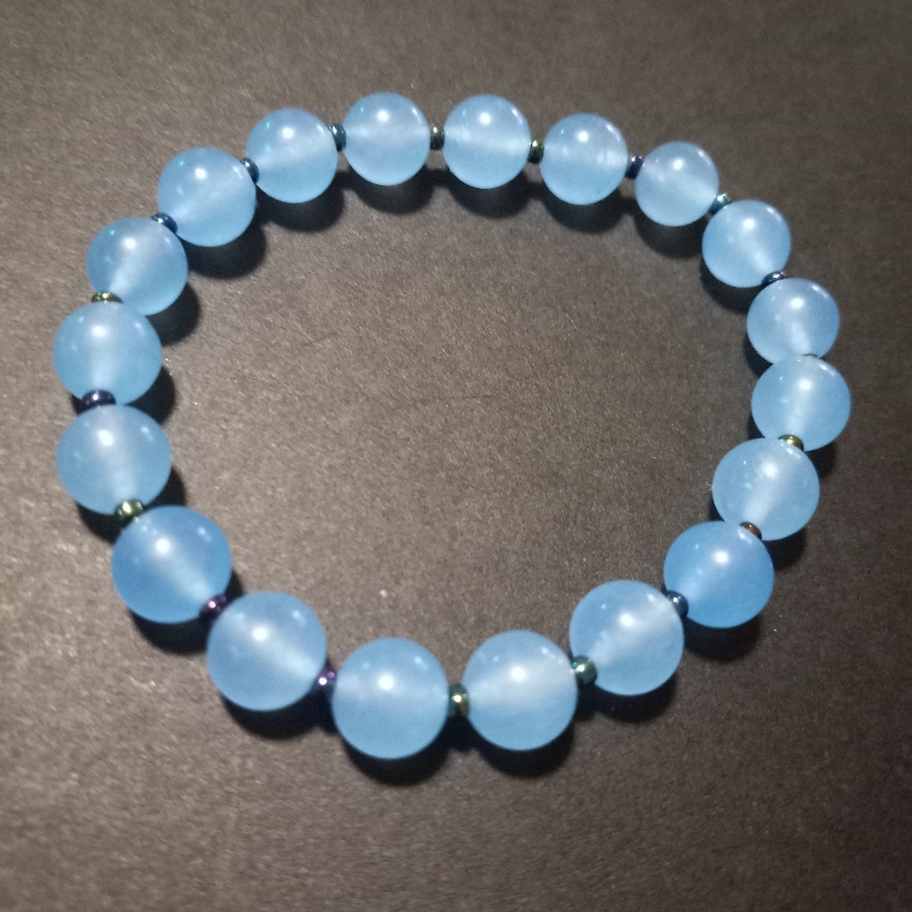 Dyed Agate Beaded Bracelet Blueberry